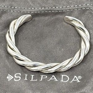Silpada Sterling Silver Bracelet Twisted Cable Heavy Cuff ~ RARE.